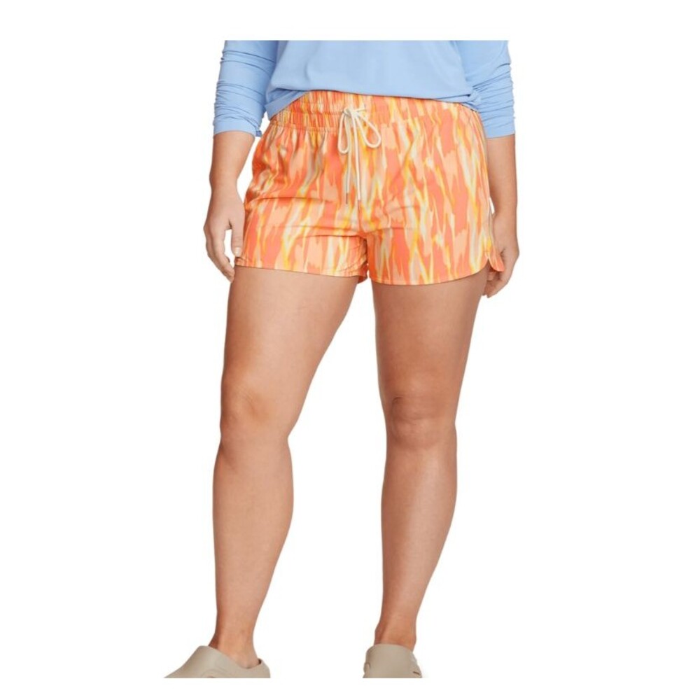 Eddie Bauer Womens Size L Mango Print Drawstring 3" Inseam Tidal Shorts NWT